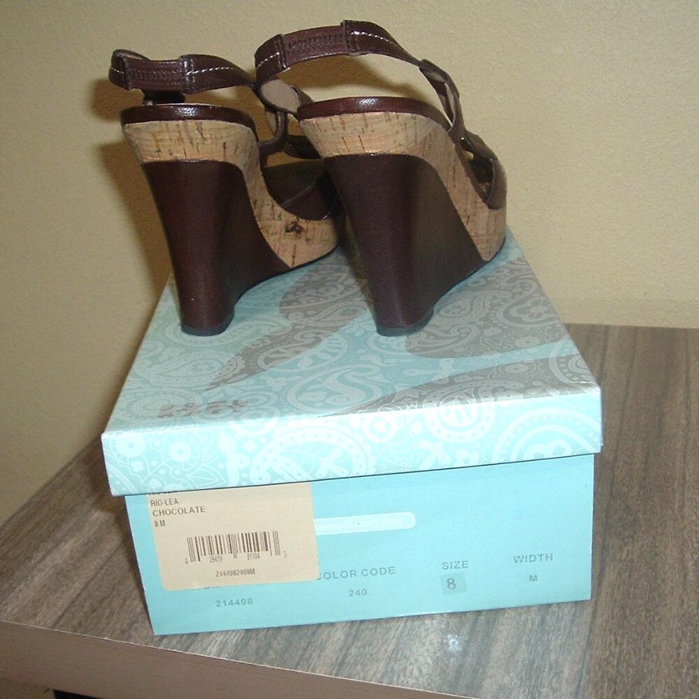 Nordstrom BP Women's RIO Wedge Slingback Sandal Brown Size 8M Cork Leather - Picture 6 of 6